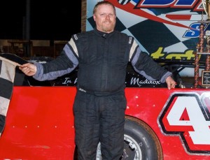 Tom Maddox topped the field to score the Crate Late Model Championship victory Saturday night at Dixie Speedway.  Photo by Kevin Prater/praterphoto.com