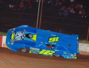 Austin Horton took this wild ride down the frontstretch during the Steel Head Late Model feature. Photo by Kevin Prater/praterphoto.com