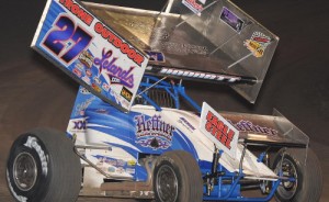 Greg Hodnett, seen here from earlier action, drove to the World of Outlaws Sprint Car Series victory Wednesday night at Lincoln Speedway.  Photo courtesy ASCOC Media