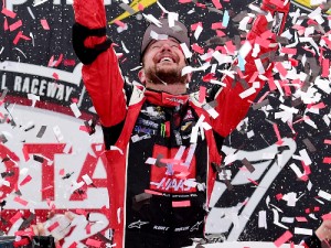 Kurt Busch celebrates in victory lane after winning Sunday's NASCAR Sprint Cup Series race at Richmond International Raceway.  Photo by Jared C. Tilton/Getty Images