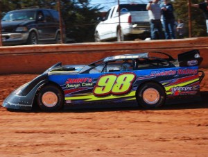 Russell Fleeman, seen here from earlier action, drove to the SECA Late Model win at Hartwell Speedway Saturday night. Photo courtesy Fleeman Racing