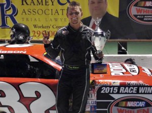 Trey Gibson scored the Late Model Stock victory Saturday night at Greenville Pickens Speedway.  Photo courtesy GPS Media