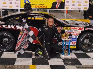 Trey Gibson, seen here from an earlier win, scored the victory in the first of two Late Model Stock features at Anderson Motor Speedway Friday night.  Mitchell Mote was the winner in the second feature.  Photo by Christy Kelley