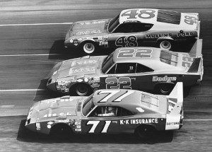 Bobby Isaac (71), Bobby Allison (22) and James Hylton (48) race three wide during the 1970 Talladega 500.  Isaac, along with Curtis Turner, Terry Labonte, Jerry Cook and O. Bruton Smith make up the 2016 class of inductees into the NASCAR Hall of Fame.  Photo courtesy ISC Archives via Getty Images