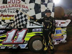 Cruz Skinner made his second trip of the season to victory lane in NeSmith Chevrolet Weekly Racing Series action Saturday night at Talladega Short Track.  Photo courtesy TST Media