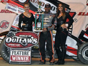 Donny Schatz, seen here from an earlier victory, scored the World of Outlaws Sprint Car Series win Wednesday night at Lakeside Speedway.  Photo courtesy Eldora Speedway Media