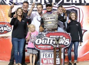 Donny Schatz scored Friday night's World of Outlaws Sprint Car feature at The Dirt Track at Charlotte Motor Speedway.  Photo by HHP/Ashley R Dickerson