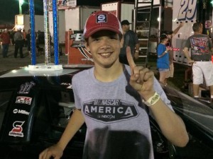 Harrison Burton claimed the victory in Saturday night's Southern Super Series race at Mobile International Speedway after Bubba Pollard failed post race inspection.  Photo courtesy MIS Media