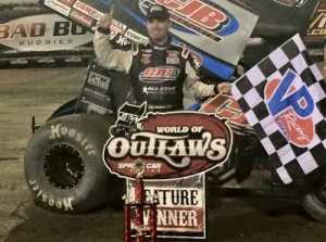Paul McMahan scored the World of Outlaws Sprint Car Series victory Sunday night at Tri-State Speedway.  Photo courtesy Paul McMahan Racing