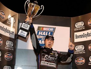 Scott Heckert scored the win in Saturday night's NASCAR K&N Pro East Series NASCAR Hall of Fame 150 at Bowman Gray Stadium.  Photo by Getty Images for NASCAR
