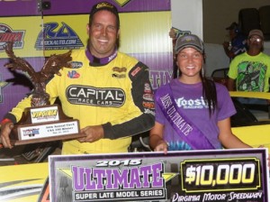 Shane Clanton scored a $10,000 payday with a victory in Saturday night's Ultimate Super Late Model Series feature at Virginia Motor Speedway.  Photo courtesy USLMS Media