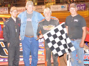 Steve "Hot Rod" LaMance celebrates in victory lane after scoring his second straight FASTRAK Pro Late Model win at Lavonia Speedway Friday night.  Photo by DTGW Productions / CW Photography