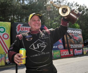 Tim Wilkerson scored his first NHRA Mello Yello Drag Racing Series Funny Car victory since 2011 Sunday afternoon at Atlanta Dragway.  Photo courtesy NHRA Media