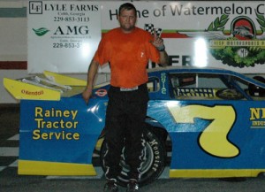 Billy Nipper made his fourth trip to victory lane of the 2015 season Saturday night at Watermelon Capital Speedway.  Photo by Pamela McCarter