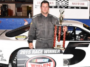 Dexter Canipe, Jr. made his third Late Model win of the season at Hickory Motor Speedway Saturday night.  Photo by Sherri Stearns
