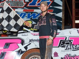 Michael Page scored his second straight Super Late Model victory at Dixie Speedway Saturday night.  Photo by Kevin Prater/praterphoto.com