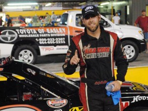 Cody Haskins scored his first Late Model Stock win of the season at Anderson Motor Speedway Friday night.  Photo by Christy Kelley