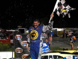 George Brunnheolzl III scored his 23rd career NASCAR Whelen Southern Modified Tour victory Saturday at Caraway Speedway.  Photo by Getty Images for NASCAR