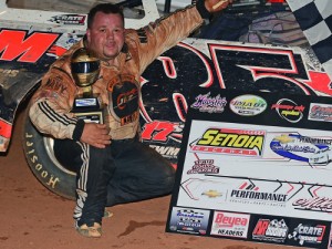 Jeff Smith scored the victory in Saturday night's Chevrolet Performance Super Late Model Series race at Senoia Raceway.  Photo courtesy NeSmith Media