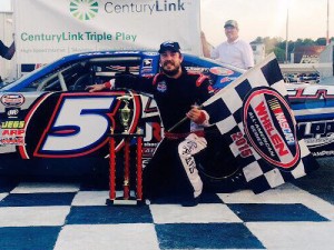 Lee Pulliam scored the win in the first of two Late Model Stock features Saturday night at South Boston Speedway.  Photo courtesy SBS Media