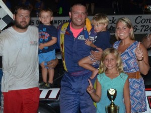Steven Davis scored double wins Saturday night at Mobile International Speedway, as he won in the second Pro Late Model feature and in the Pro Trucks feature.  Photo by Eddie Richie/Turn One Photos/Loxley, AL