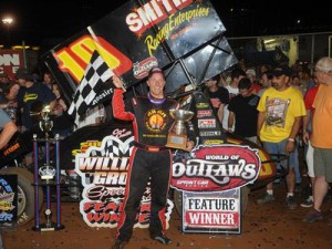 Stevie Smith scored the homestate victory Sunday night with the World of Outlaws Sprint Car Series win at Williams Grove Speedway.  Photo by WRT Speedwerx