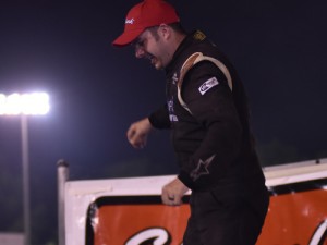 Bradley McCaskill celebrates his first career CARS Racing Tour Late Model Stock Tour win at Concord Speedway Saturday night. Photo by Kyle Tretow