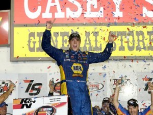 Brandon McReynolds made NASCAR K&N Pro Series history Friday becoming the first driver to win multiple races at Iowa Speedway. Photo by Getty Images for NASCAR