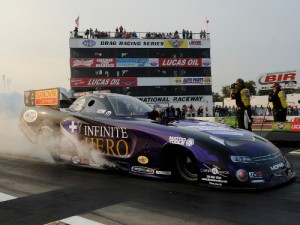 Jack Beckman made the third quickest Funny Car run in NHRA history to lead Friday's Funny Car qualifying at Brainerd International Raceway.  Photo courtesy NHRA Media