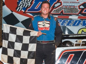 Johnny Chastain scored his first Super Late Model feature victory at Dixie Speedway Saturday night.  Photo by Kevin Prater/praterphoto.com