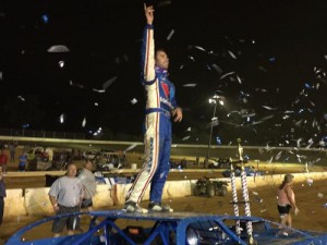 Josh Richards, seen here from an earlier victory, scored the win in Friday night's Lucas Oil Late Model Dirt Series feature at Golden Isles Speedway. Photo: WoO Media