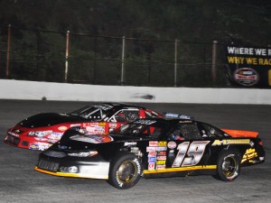 Wayne Hale (19), seen here from earlier action, took the Late Model Stock championship at Lonesome Pine Raceway.  Photo courtesy Kingsport Speedway Media