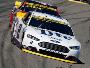 Brad Keselowski saw his chance to win Sunday's NASCAR Sprint Cup Series race go away with a restart penalty late in the going.  Photo by Brian Lawdermilk/NASCAR via Getty Images