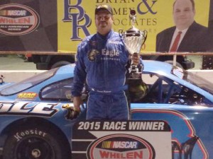 David Roberts made the trip to victory lane after winning Saturday night's Late Model Stock feature at Greenville-Pickens Speedway.  Photo courtesy GPS Media