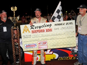 Glen Luce scored the $30,000 payday with a win in Sundayu's Oxford 250 at Oxford Plains Speedway.  Photo courtesy PASS Media