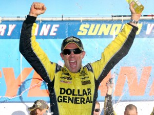 Matt Kenseth locked himself into the Contender round of the Chase for the Sprint Cup with a win in Sunday's NASCAR Sprint Cup Series race at New Hampshire Motor Speedway.  Kenseth inherited the lead when Kevin Harvick ran out of fuel near the end of the race.  Photo by Sean Gardner/Getty Images