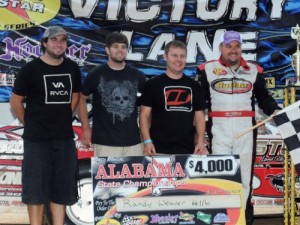 Randy Weaver won Sunday's feature at East Alabama Motor Speedway, and beat out Chris Madden to be named the Alabama State Championships. Photo by Mike Bochiardy