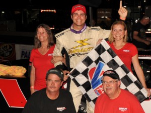 Sam Yarbrough, a former Myrtle Beach Speedway track champion, pulled off an upset during the CARS Late Model Stock Tour event at his home track to win in his first tour start.  Photo by Kyle Tretow