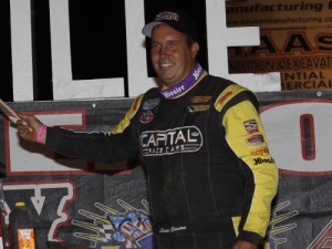 Shane Clanton scored his 10th World of Outlaws Late Model Series feature win of the season Friday night at Lernerville Speedway.  Photo courtesy WoO Media