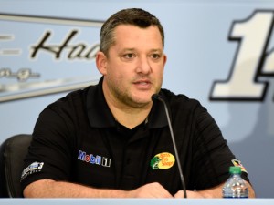 Tony Stewart speaks with the media during a press conference Wednesday announcing his retirement from the NASCAR Sprint Cup Series following the 2016 season.  Photo by Jared C. Tilton/Stewart-Haas Racing via Getty Images