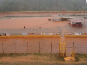 Torrential downpours from Hurricane Joaquin over the weekend left several race tracks waterlogged, causing several postponements and cancellations. Photo courtesy Lavonia Speedway
