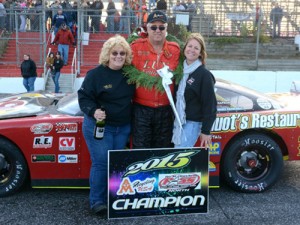 Mike Rowe wrapped up the 2015 PASS North Super Late Model Series championship Sunday afternoon in the series finale at Oxford Plains Speedway.  Photo courtesy PASS Media
