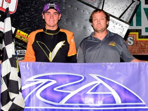 Trey Starks closed the USCS Sprint Car Series weekend with a victory Saturday night at Bubba Raceway Park.  Photo by Chris Seelman
