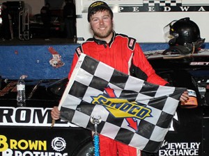 Brandon Setzer scored his first career PASS South Super Late Model victory in Saturday's Mason-Dixon Meltdown 200 at Hickory Motor Speedway.  Photo by Laura / LWpictures.com