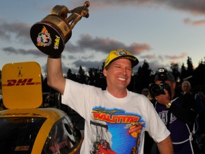 Del Worsham scored his first career NHRA Mello Yello Drag Racing Series Funny Car championship Sunday in the Auto Club NHRA Finals at Pomona.  Worsham had previously won the title in Top Fuel.  Photo courtesy NHRA Media