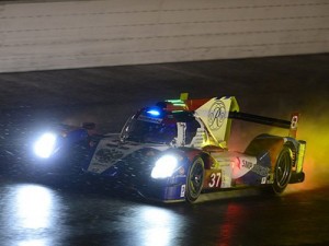 Mikhail Aleshin turned the fastest lap in Prototype qualifying on a rain drenched Daytona International Speedway Thursday to score the pole for this weekend's Rolex 24.  Photo by Richard Dole LAT Photo USA