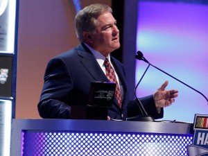 Two-time NASCAR Sprint Cup Champion Terry Labonte speaks during the NASCAR Hall of Fame induction ceremony for the Class of 2016 Saturday in Charlotte, NC. Photo by Streeter Lecka/NASCAR via Getty Images
