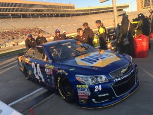 Chase Elliott's crew pushes his car to the garage after the first round of NASCAR Sprint Cup Series qualifying in February at Atlanta Motor Speedway.  Photo by Pete McCole