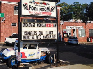 A siren mounted to the top of the Dawsonville Pool Room in Dawsonville, GA wails every time a member of the Elliott family wins a NASCAR race.  On Saturday, it was set off for Chase Elliott's NASCAR Xfinity Series win at Daytona International Speedway.  Photo: Courtesy Dawsonville Pool Room