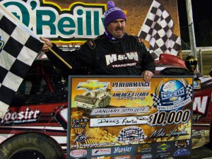 Dennis Franklin scored the win in Saturday's Chevrolet Performance World Championship Race for the NeSmith Chevrolet Dirt Late Model Series at Bubba Raceway Park.  Photo by Bruce Carroll/NeSmith Media